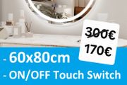 LED Bathroom Mirror Antifog Demister Clock 60x80cm