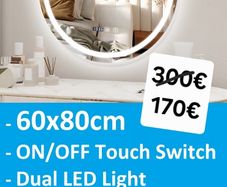 LED Bathroom Mirror Antifog Demister Clock 60x80cm