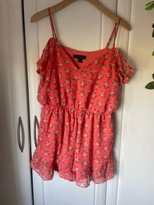 dress coral mini shorts playsuit size 12