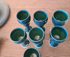 lovely set of wine goblets. Clonmacnoise pottery, great condition.