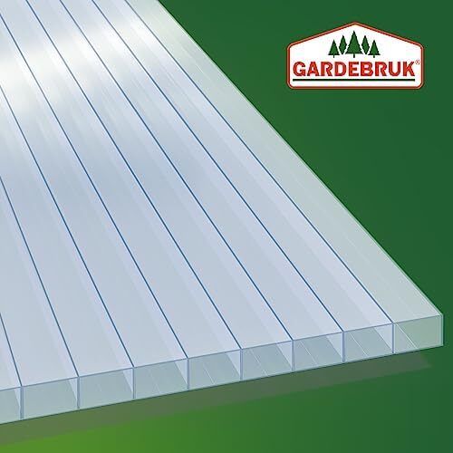 10 x Double Wall Sheets, 6 mm, Can Be Cut to Size, 121 x 60.5 cm, Polycarbonate UV-Resistant, Clear, Twin-Wall Panels, Greenhouse Panels, Multi-Wall Sheets