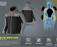 MZB Drifter Reinforced Armoured Motorcycle Hoodie (Black/Grey)