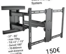Tv Wall Mount Bracket Tilt Swivel Long Arm 37-80"