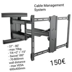 Tv Wall Mount Bracket Tilt Swivel Long Arm 37-80"