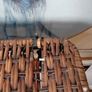vintage wrought iron and rattan tall plant stand Image 4