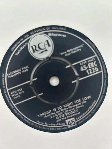 Elvis Presley Wooden Heart 7 inch Vinyl Irish Press 1960