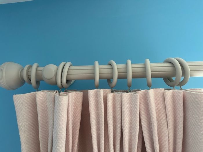 Bedroom Curtains, pole and hold backs