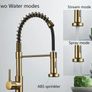 Kitchen Tap Gold Pull-Down Kitchen Faucet 360 Swivel Spout Image 2