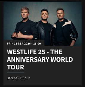 Westlife 2x tickets  Friday 18th Sept - standing - can transfer via Ticketmaster
