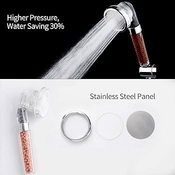 NEW SALE | Shower Head Powerful Flow with Beads Filter Pressure Boosting Shower Head Spray with 3 Modes Water Saving Bathing for Adults Children Pets Home and Gym Use