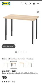Ikea Desk Linnmon / Olov 100x60 Cm