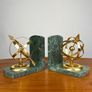 Vintage Mid Century Brass & Marble Armillary Sphere Bookends Image 5