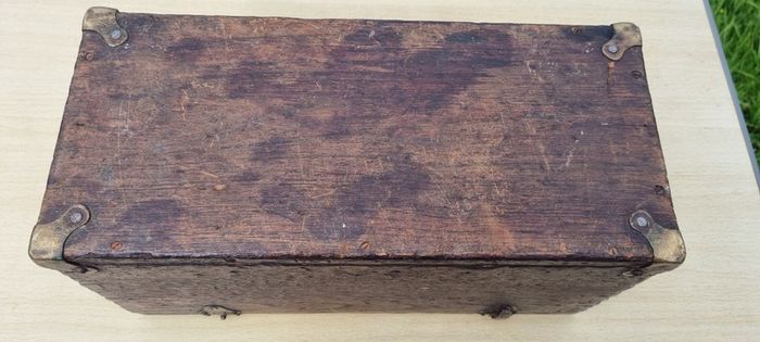Old wooden box with brass fittings