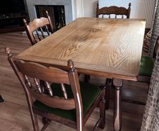 Solid Oak Dining Table & 4 Chairs