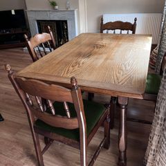 Solid Oak Dining Table & 4 Chairs