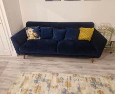 3 & 2 seater Navy Velvet Couch