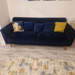 3 & 2 seater Navy Velvet Couch