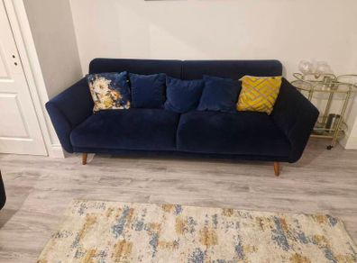 3 & 2 seater Navy Velvet Couch