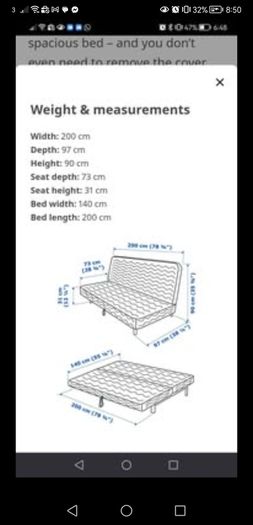 IKEA NYHAMN 3 seater sofabed