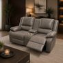 New 3+2 Or 3+1+1 Leather Recliner In Grey And Black Image 5