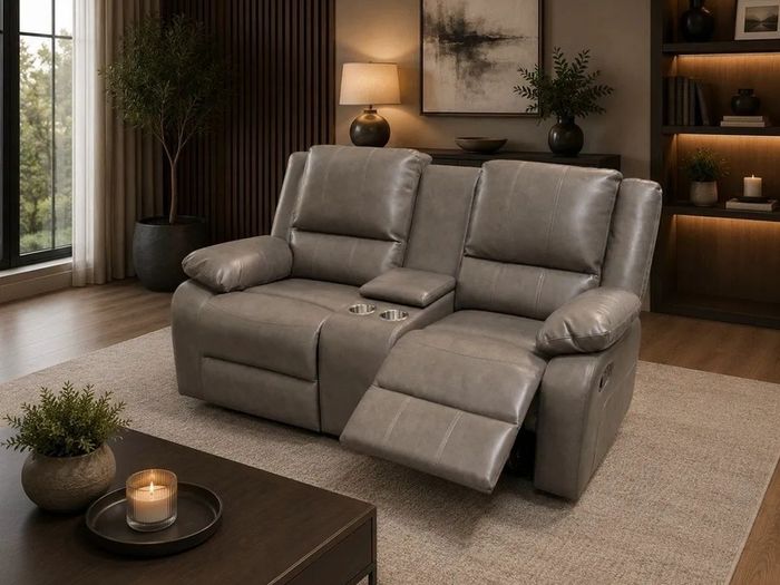 New 3+2 Or 3+1+1 Leather Recliner In Grey And Black