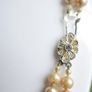 Vintage ART DECO champagne glass pearl hand knotted 2 rows necklace Image 6
