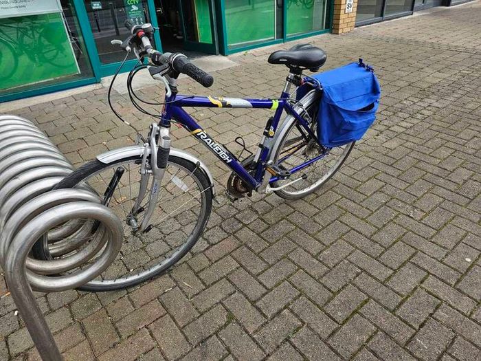 Hybrid bike with many accessories.