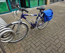 Hybrid bike with many accessories.