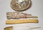 Smudging starter kit white sage stick, palo santo, abalone shell and feather to cleanse negative energy