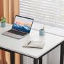 Computer Desk with 2-Tier Shelves 100cm Small Home Office Large Storage Space Sturdy Modern Gaming for Bedroom Study Writing Laptop Table White Image 8