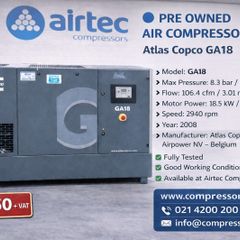 Compressor Pre-owned Atlas Copco Ga18- In Stock