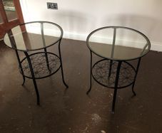 2 Side/End Table in black with glass top.