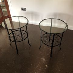 2 Side/End Table in black with glass top.