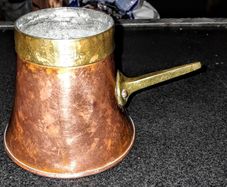 19th century heavy copper and brass 0.5l jug