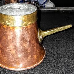 19th century heavy copper and brass 0.5l jug