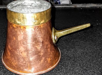19th century heavy copper and brass 0.5l jug