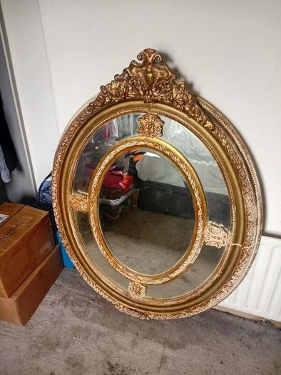 1890s victorian era gilt plate mirror with salamander