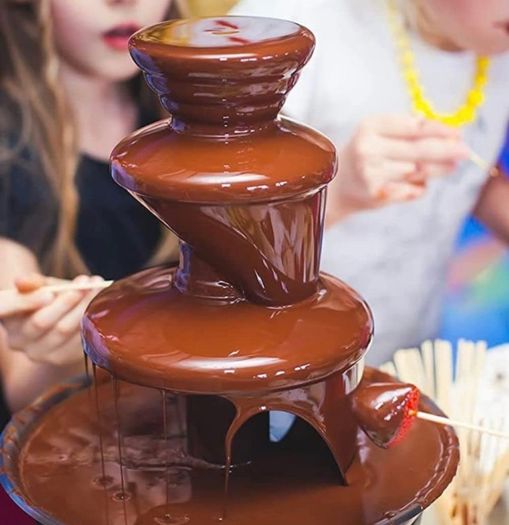 Large Size Stainless Steel Chocolate Fountain Fondue Set Electric 3-Tier Machine with Hot Melting Pot Base 900ml Capacity (FREE POSTAGE)