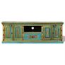 TV Cabinet Solid Mango Wood Blue Hand Painted Image 7