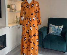 Brand-new Ladies Orange Long-sleeved Shirt Dress from Pieces