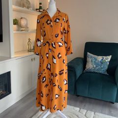 Brand-new Ladies Orange Long-sleeved Shirt Dress from Pieces