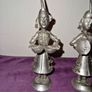 Pair of Antqiue Indian Hindu silver tone Musician Figures Image 2