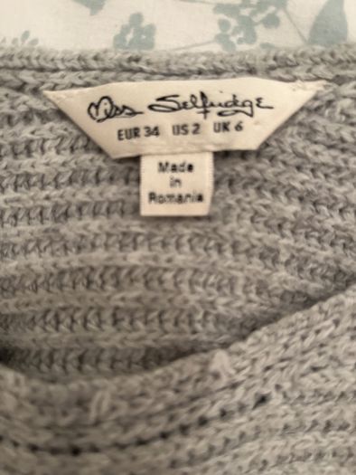 Miss Selfridge Grey Open Sleeve Soft Knit size 6