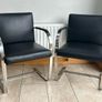 Pair of Black Cantilever Armchairs, Chrome Metal Frame, Retro Modern Image 4