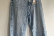 M&amp;S indigo jeans wide high rise ankle grazer short leg plus size - New