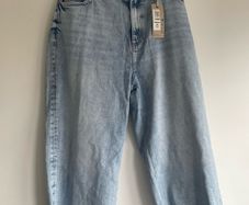 M&S indigo jeans wide high rise ankle grazer short leg plus size - New