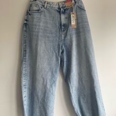 M&S indigo jeans wide high rise ankle grazer short leg plus size - New