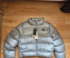 Adidas Older Girls Glam Silver puffer Jacket