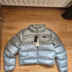 Adidas Older Girls Glam Silver puffer Jacket