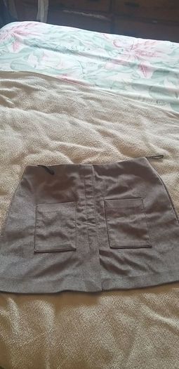 Grey Fake Suede Skirt